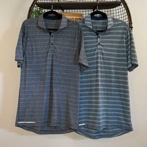 Two lululemon athletica Striped Polo Shirts - Blue and Green - XL - Like new